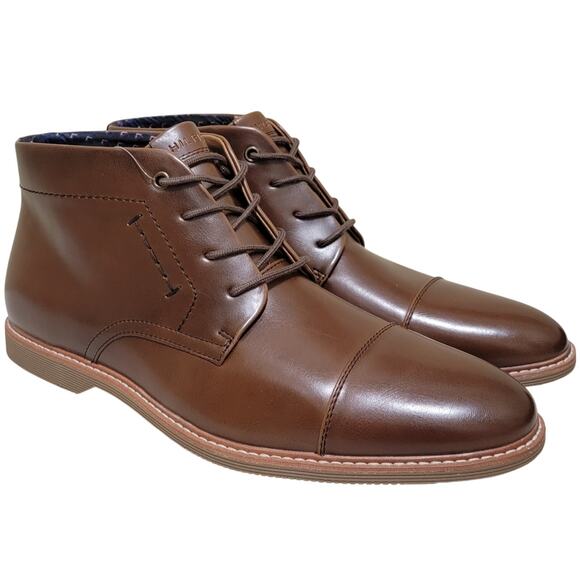 Tommy Hilfiger Men Rawstin Chukka Ankle Boots Size US 12M Brown Faux Leather - Picture 1 of 5